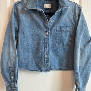 Universal Thread Cropped/Waist Length Light Blue Denim Shirt  (Target)